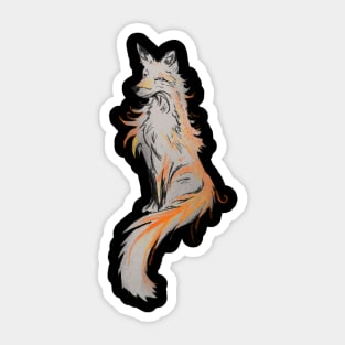 Fox - oil painting black Sticker